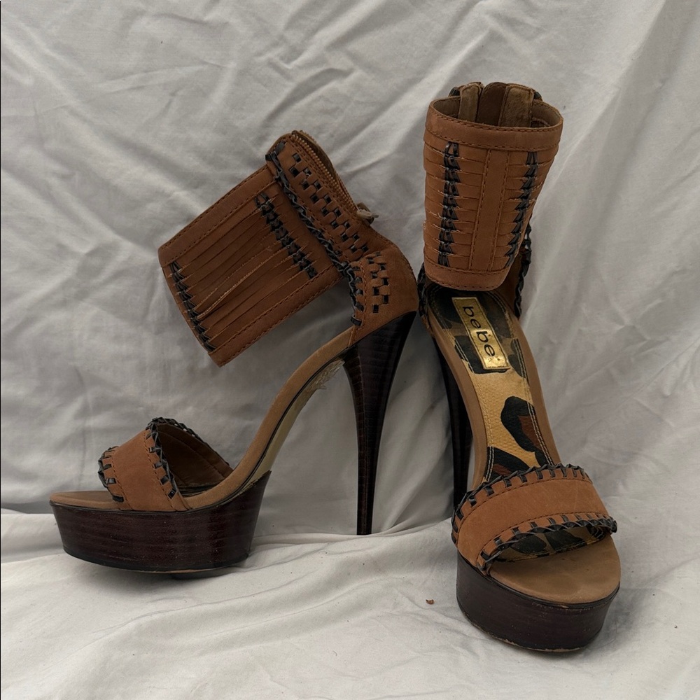 Bebe Brown and Black Platform Heels